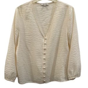 Madewell V-Neck Buttondown Blouse in Cream Size Medium EUC
